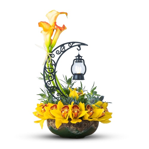 YELLOW MOON FLOWER ARRANGEMENT