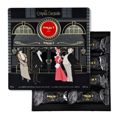 MAXIM'S 16 LACE CREPES IN TIN - DARK CHOCOLATE